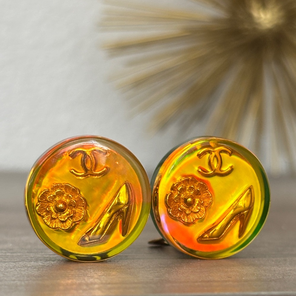CHANEL Iridescent Icon Button Earrings - Picture 11 of 13